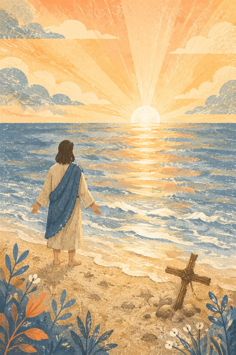 Eternal Life Sunrise Over Peaceful Ocean