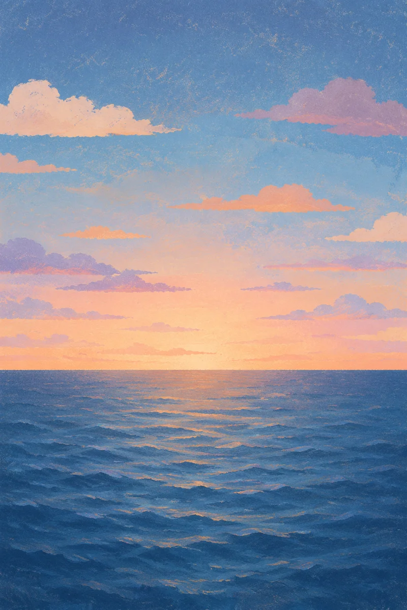 Eternal Life Dawn Over Endless Ocean