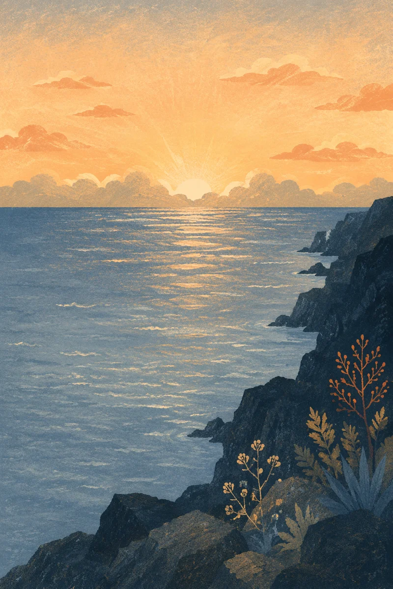 Eternal Life Sunrise Over Calm Ocean
