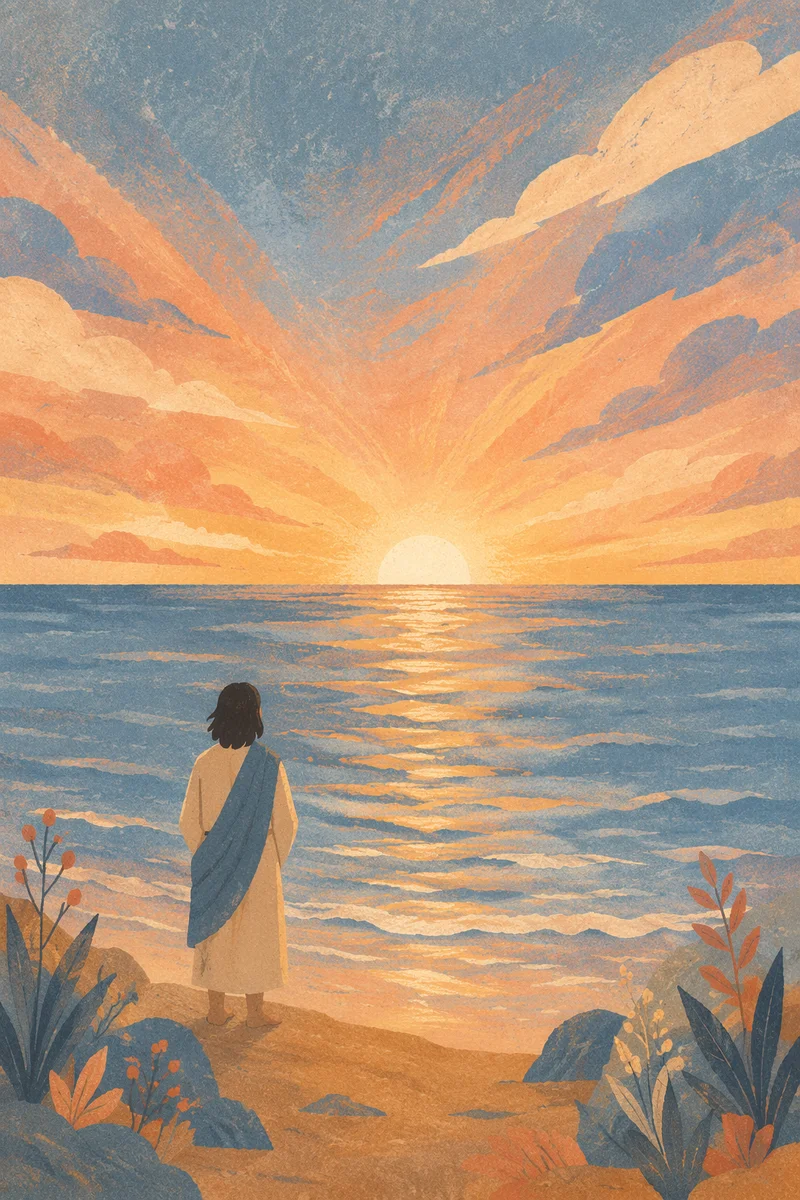 Eternal Life Sunrise Over Endless Ocean