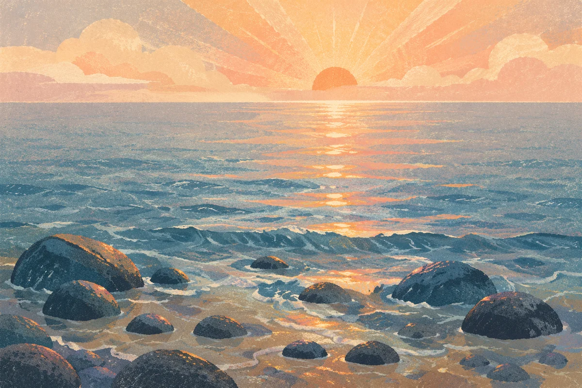 Eternal Life Sunrise Over Calm Ocean