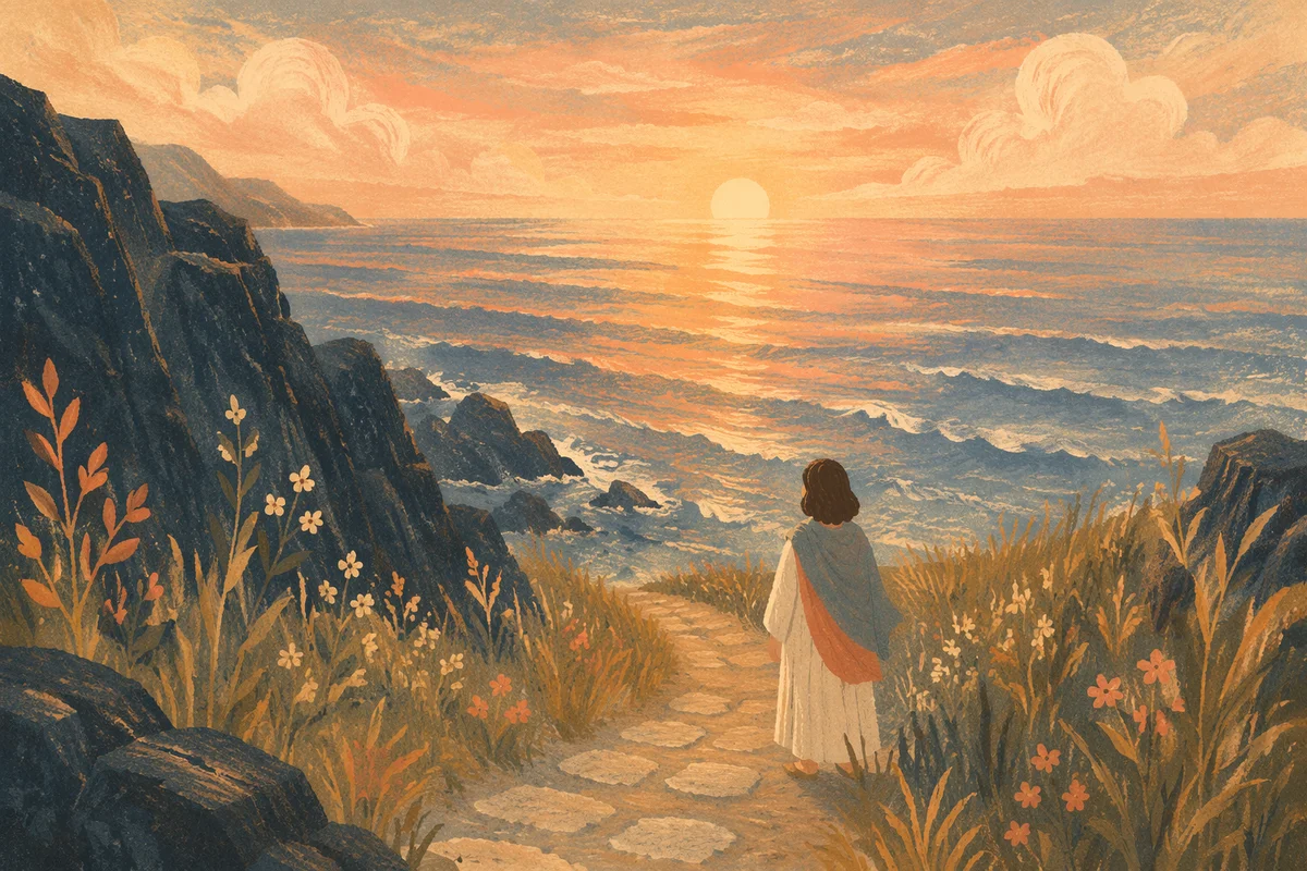 Eternal Life Sunrise Over Endless Ocean