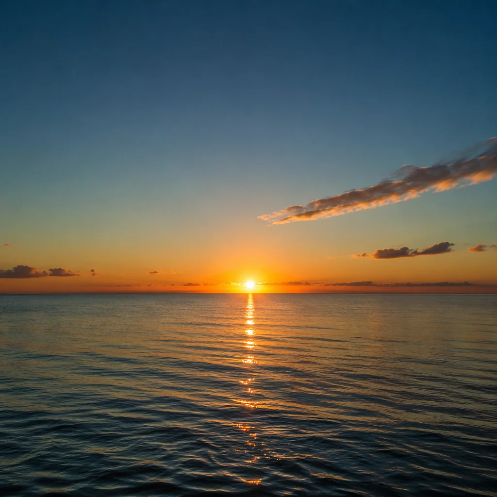 Eternal Life Sunrise Over Endless Ocean