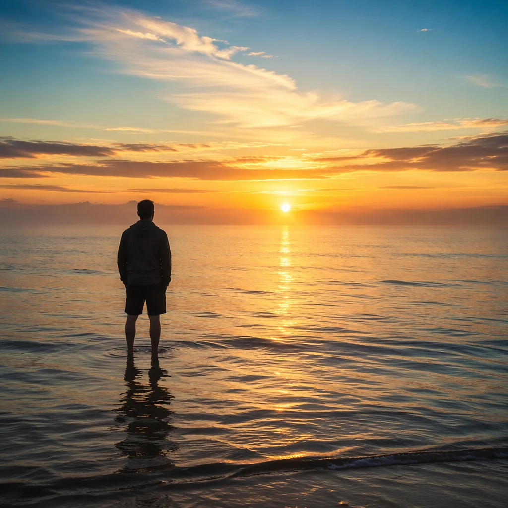 Eternal Life Sunrise Over Endless Ocean