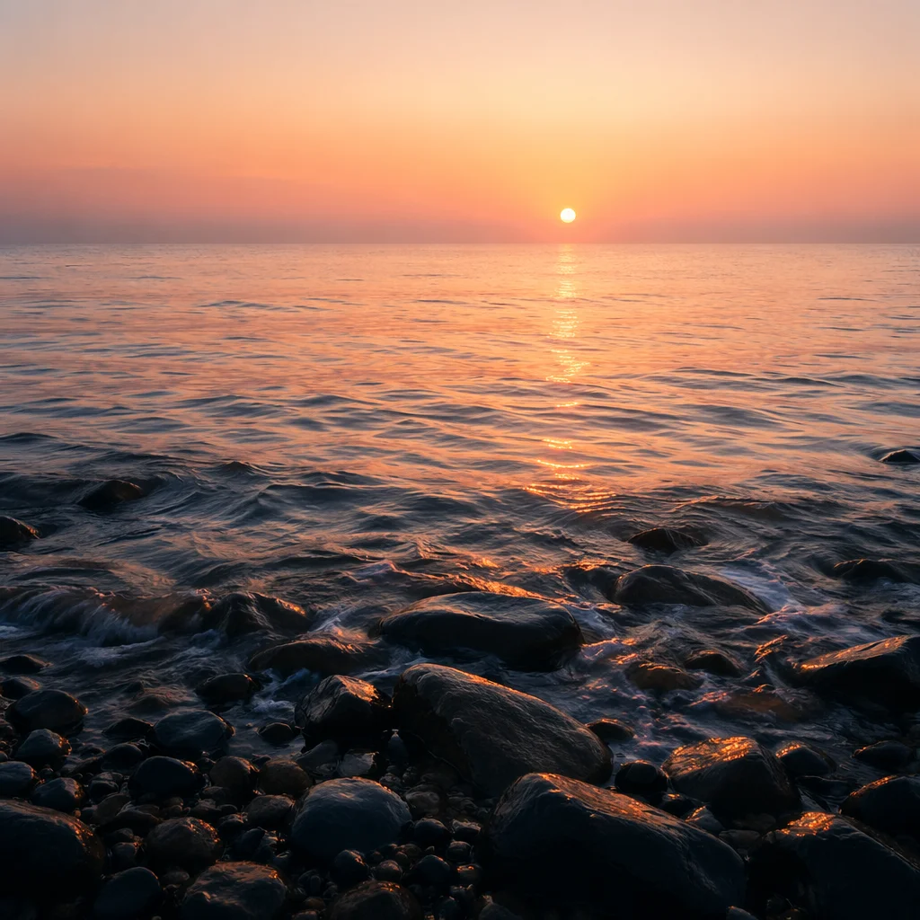 Eternal Life Sunrise Over Calm Ocean
