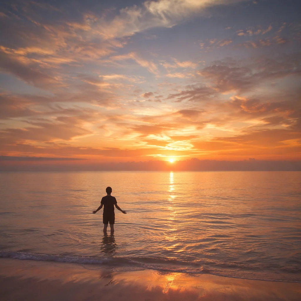 Eternal Life Sunrise Over Endless Ocean