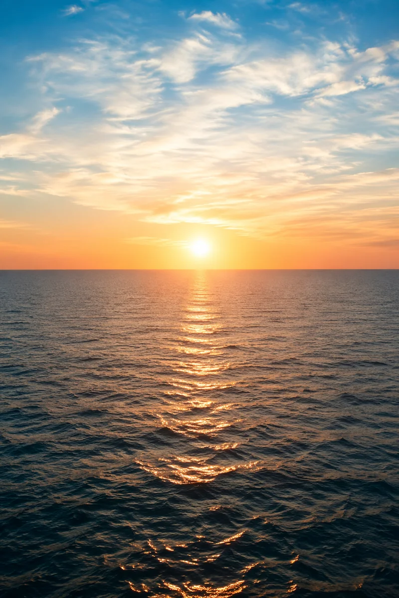Eternal Life Sunrise Over Endless Ocean