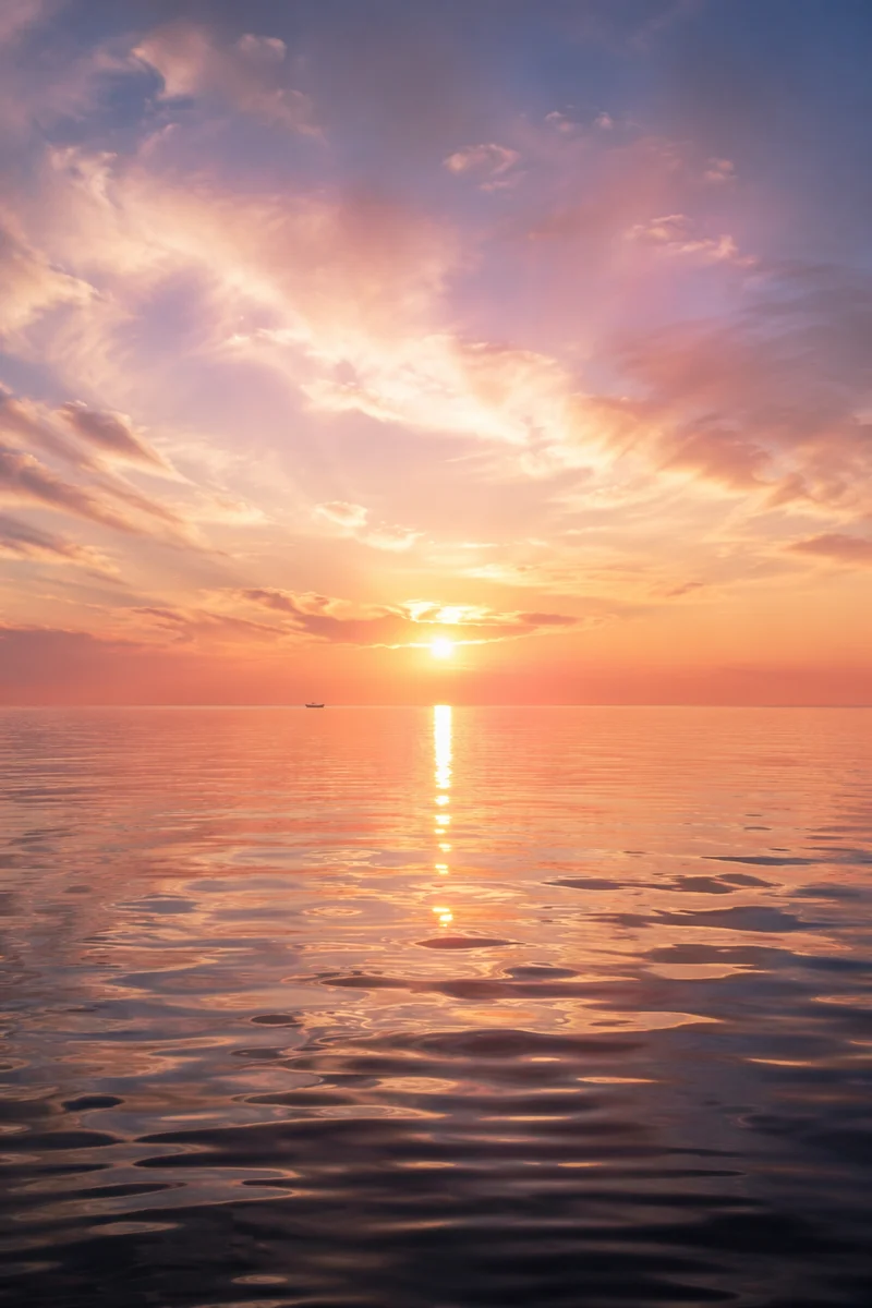 Eternal Life Sunrise Over Calm Ocean