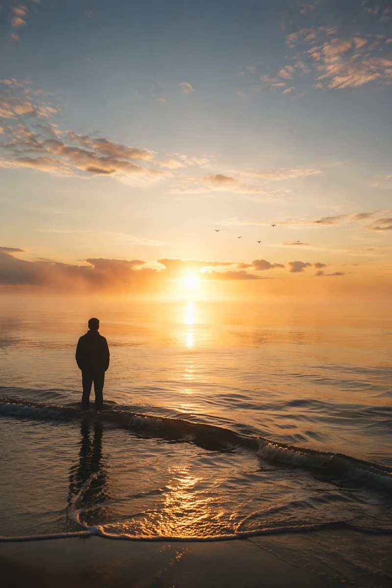 Eternal Life Sunrise Over Endless Ocean