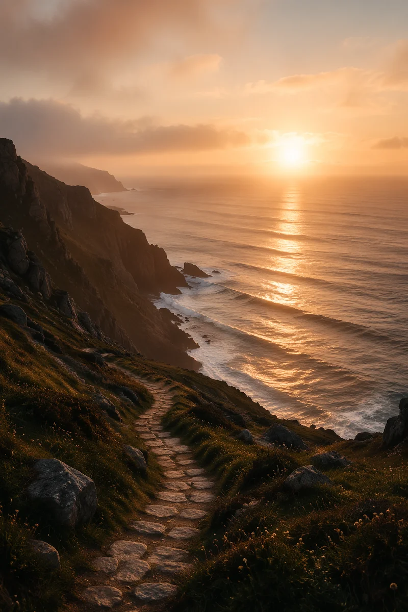 Eternal Sunrise Path Over Endless Ocean