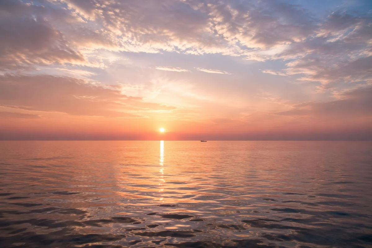 Eternal Life Sunrise Over Calm Ocean
