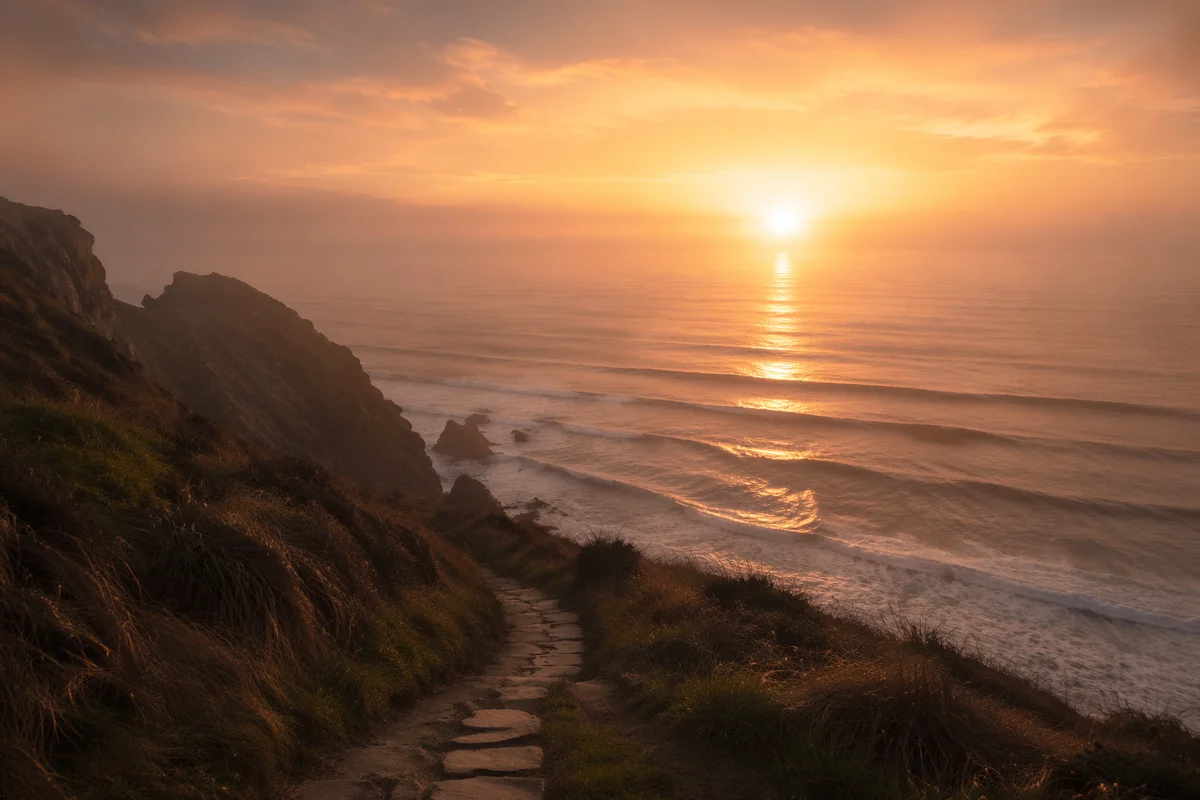 Eternal Sunrise Over Endless Ocean Path