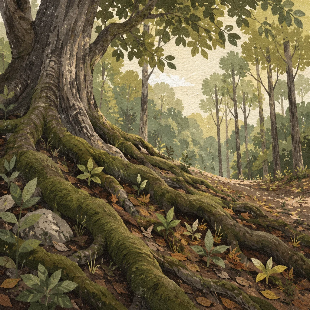 Faithful Ancient Tree with Deep Mossy Roots