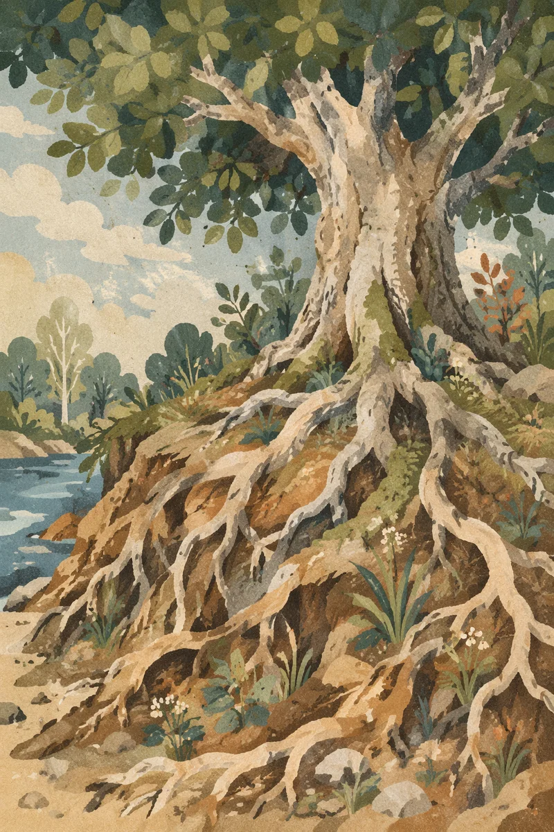 Faithful Ancient Tree With Deep Roots
