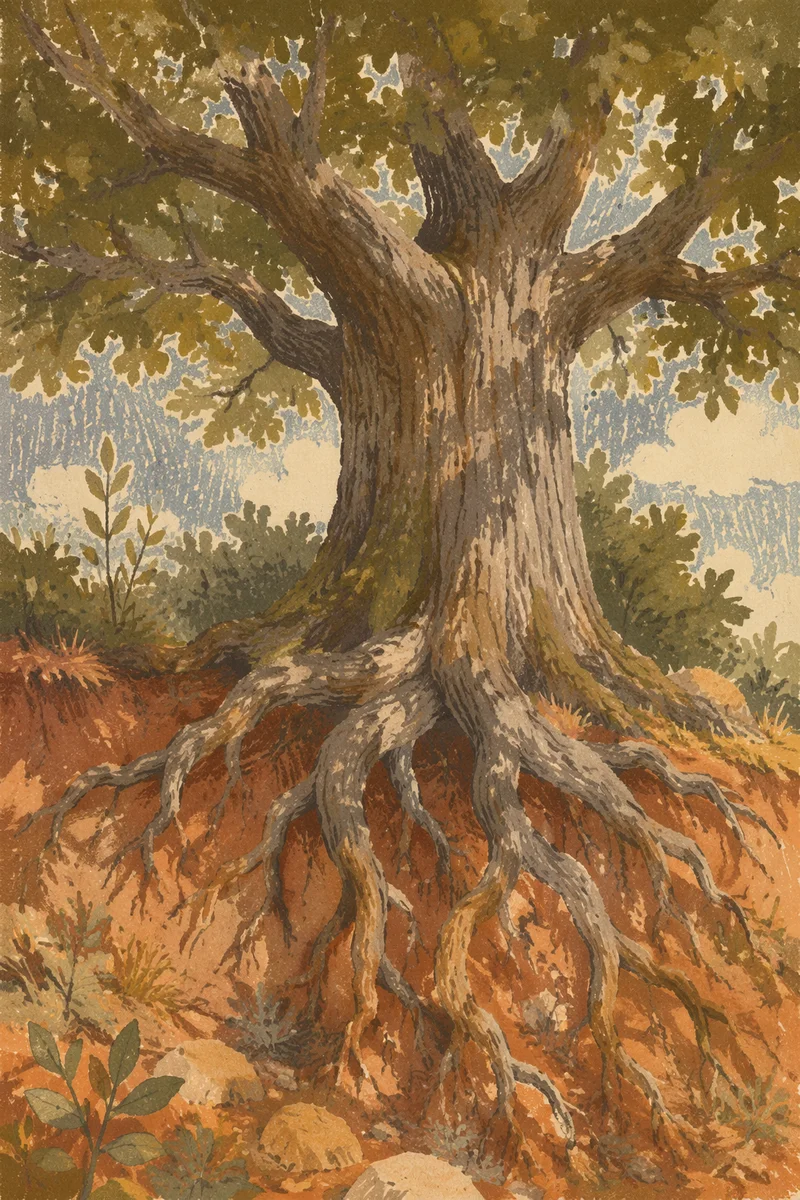Faithful Ancient Tree With Deep Roots