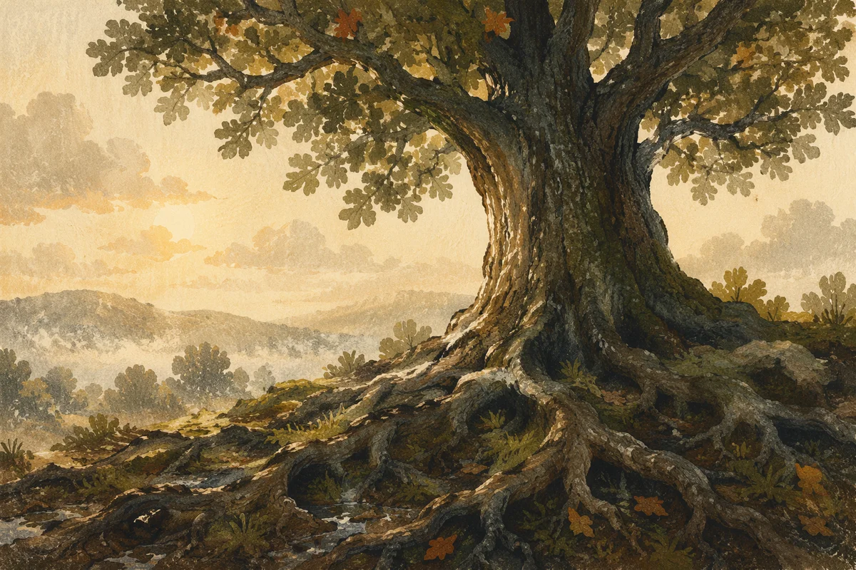 Faithful Ancient Oak With Deep Roots