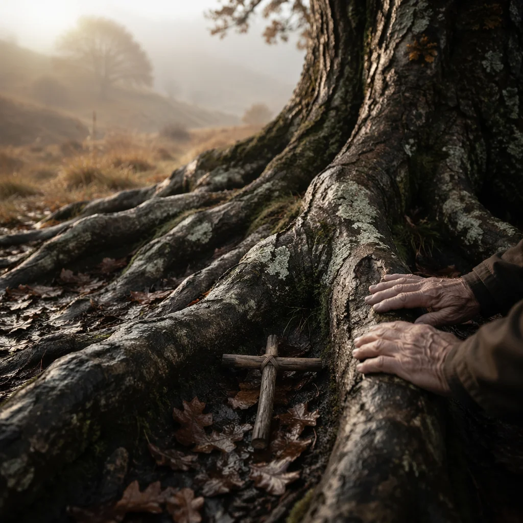 Ancient Oak Roots Symbolizing Faithfulness