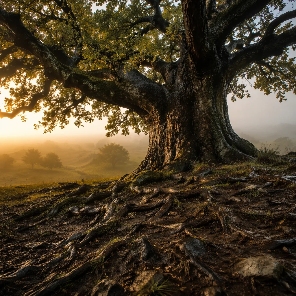 Faithful Ancient Oak With Deep Roots