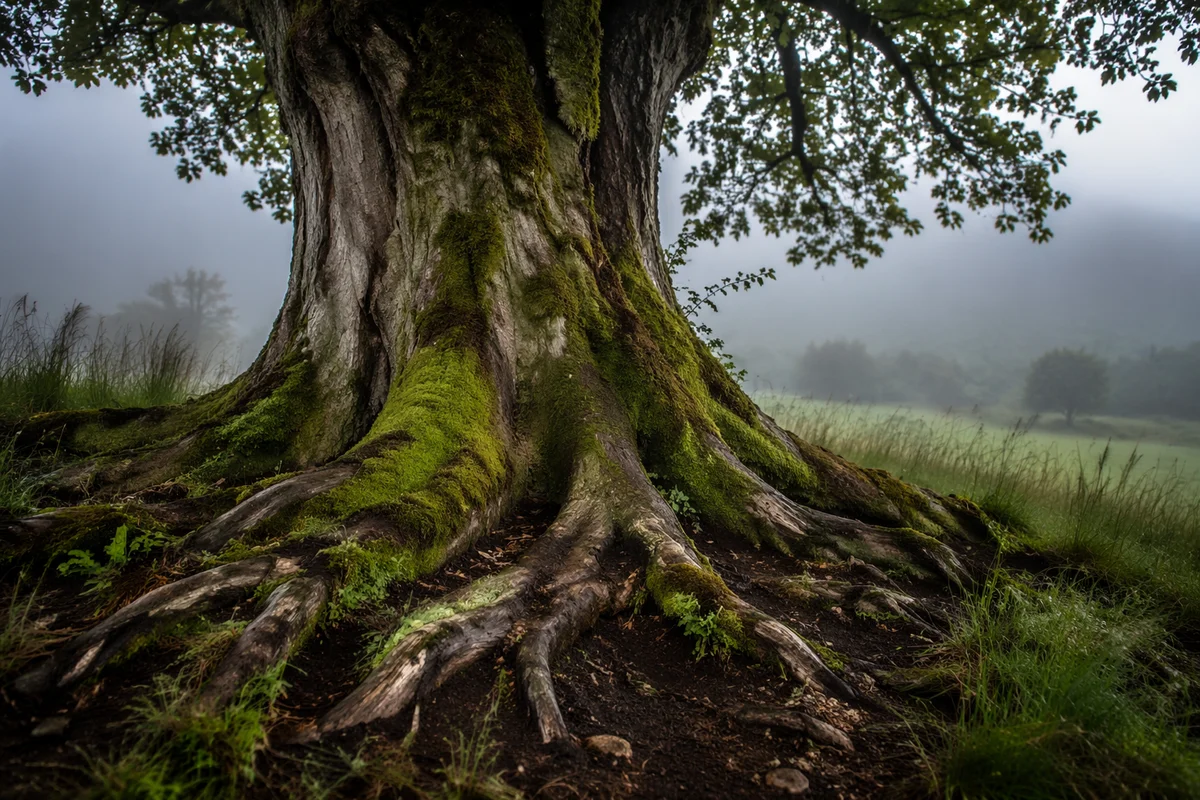 Ancient Tree with Exposed Deep Roots