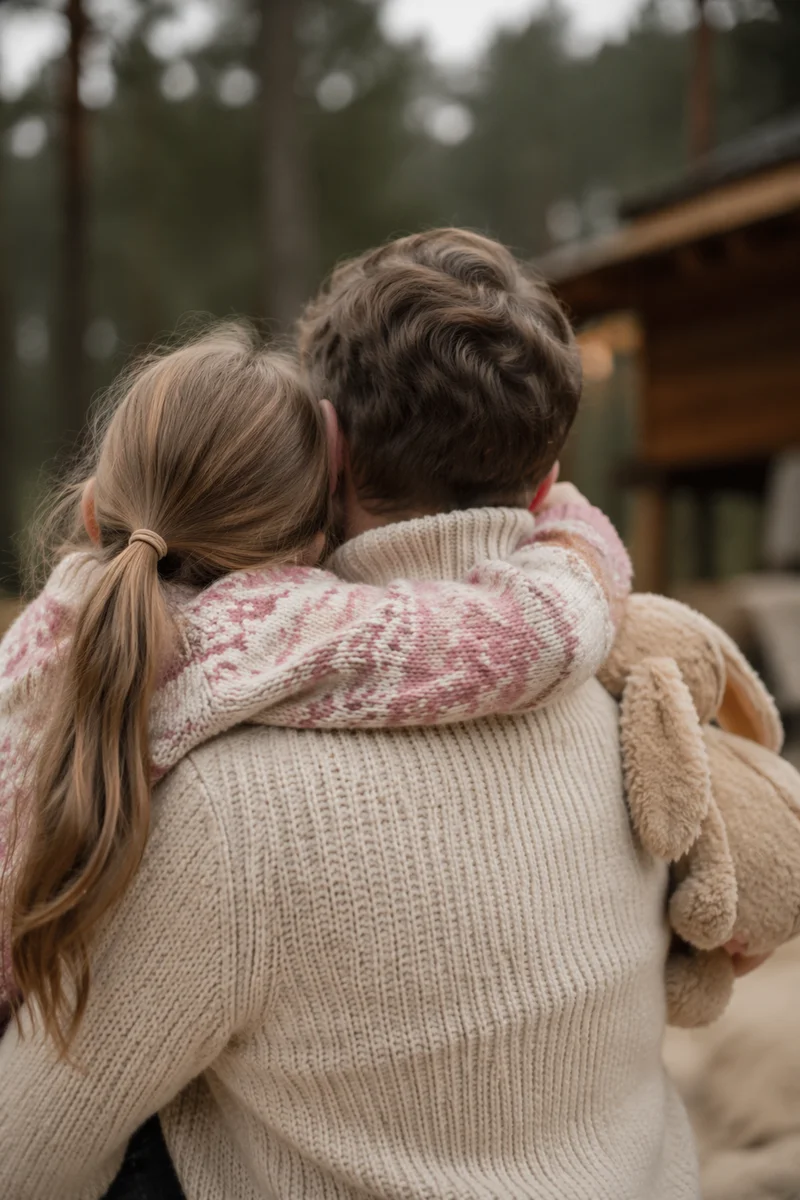 Tender Father Daughter Hug Outdoors
