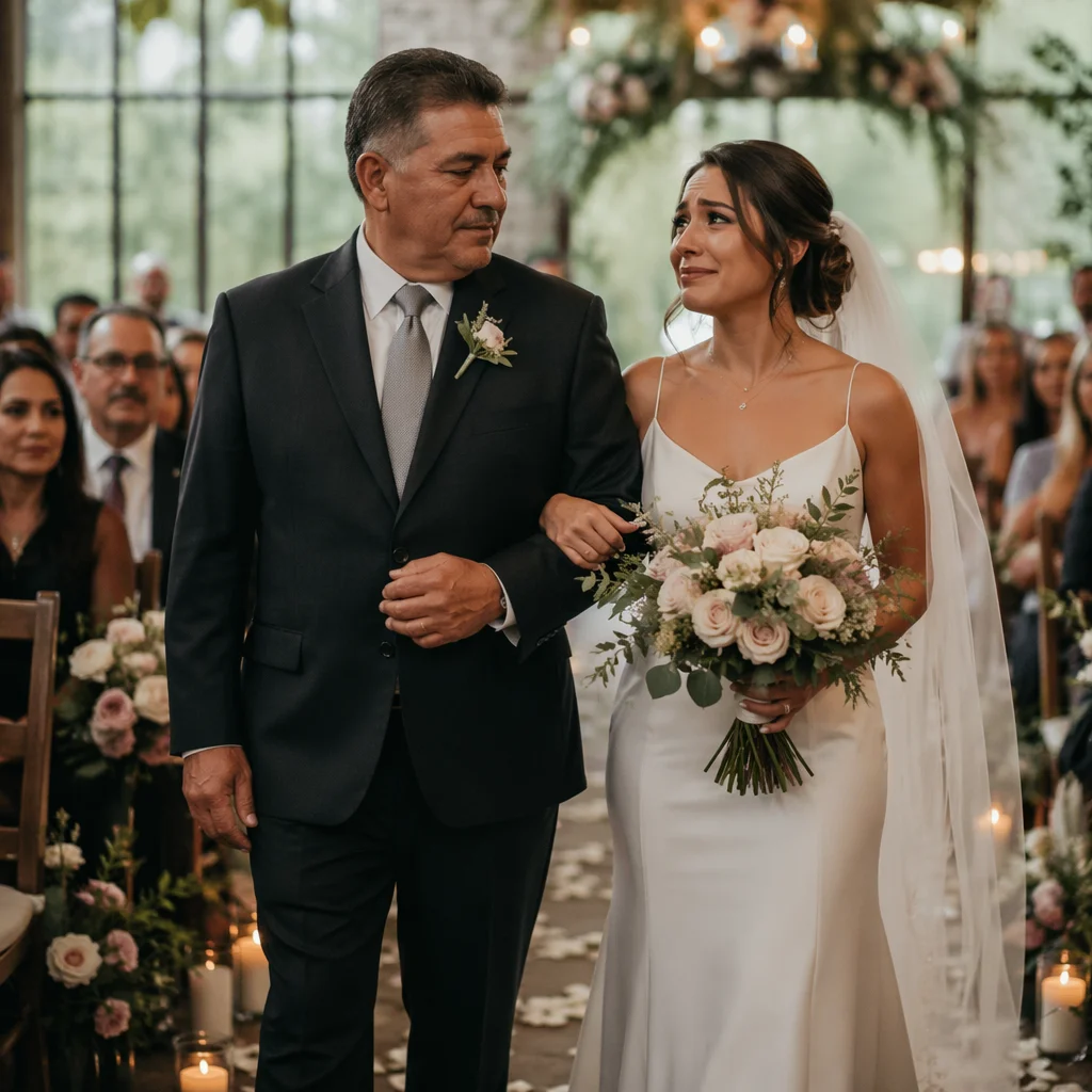 Father Walking Daughter Down Wedding Aisle