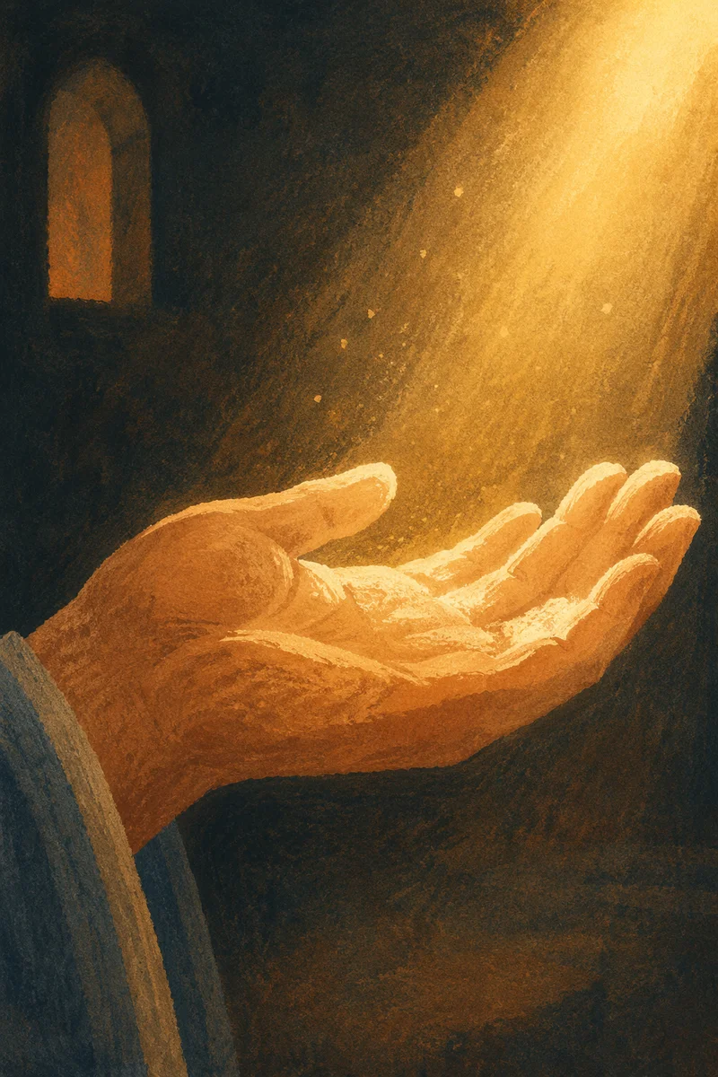 Open Hand Releasing Burden Into Light