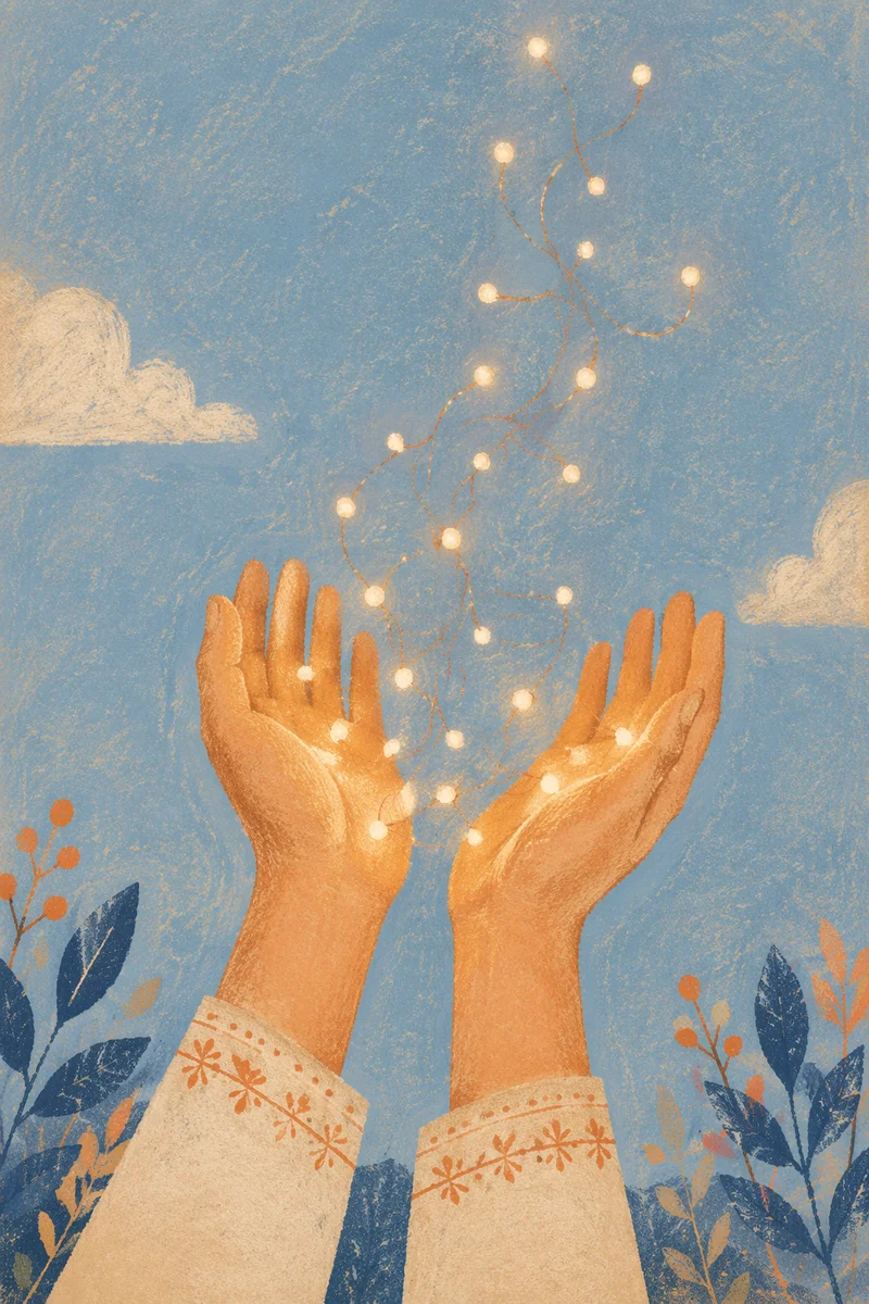Open Hands Releasing Lights of Forgiveness