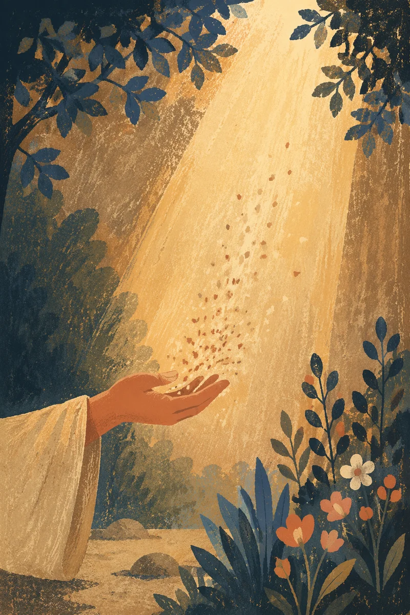Open Hand Releasing Dust in Sunlight