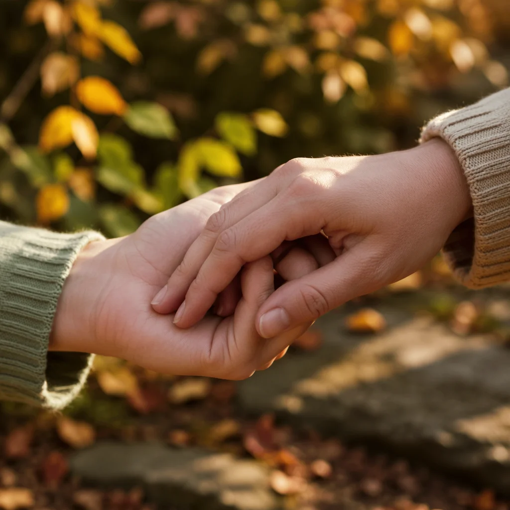 Forgiving Hands Releasing in Warm Garden Light