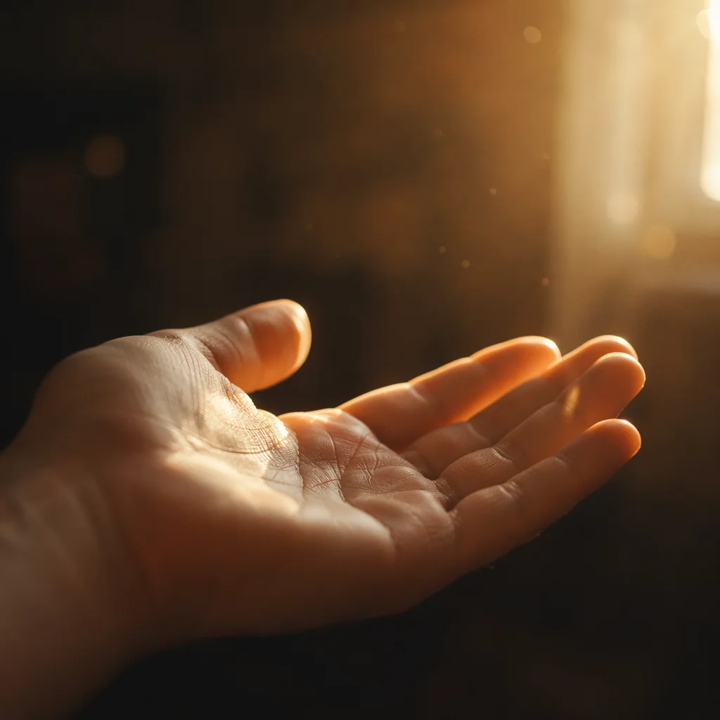 Open Hand Releasing Burden in Golden Light