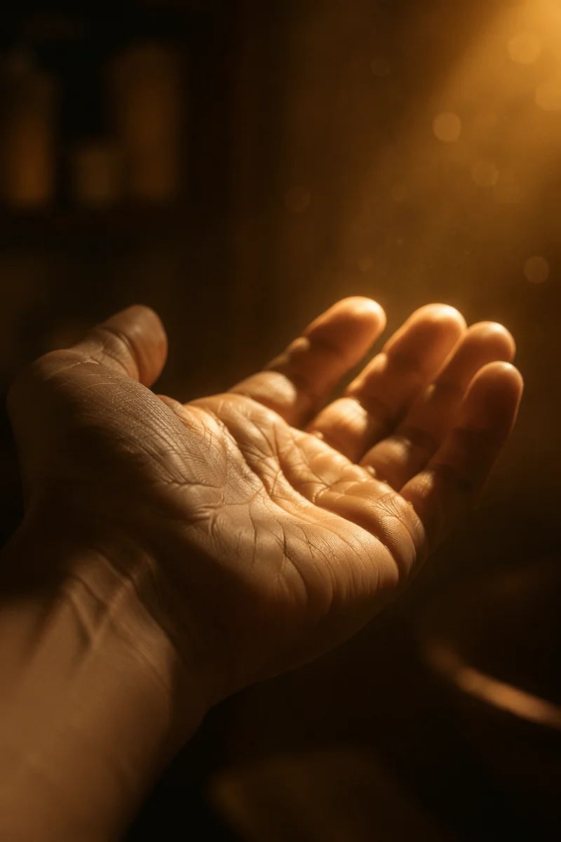 Open Hand Releasing Burden in Golden Light