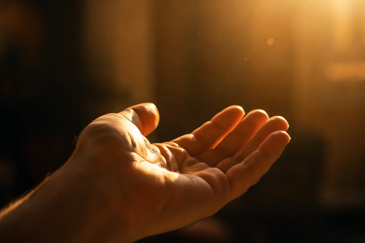 Open Hand Releasing Burden in Golden Light