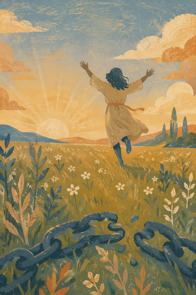 Running Free at Sunrise in Meadow