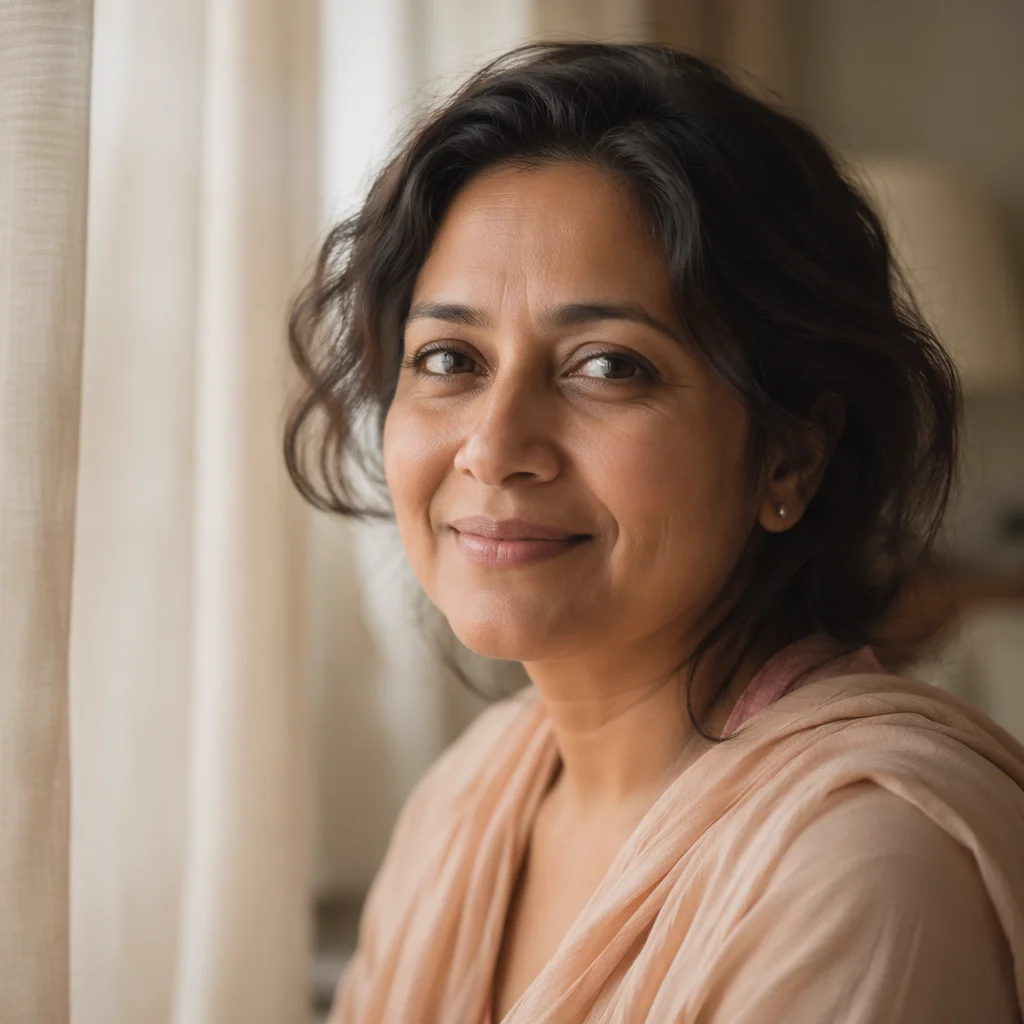 Gentle Smiling Woman in Soft Light