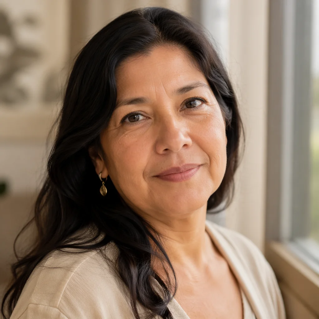 Gentle Smiling Woman in Soft Window Light
