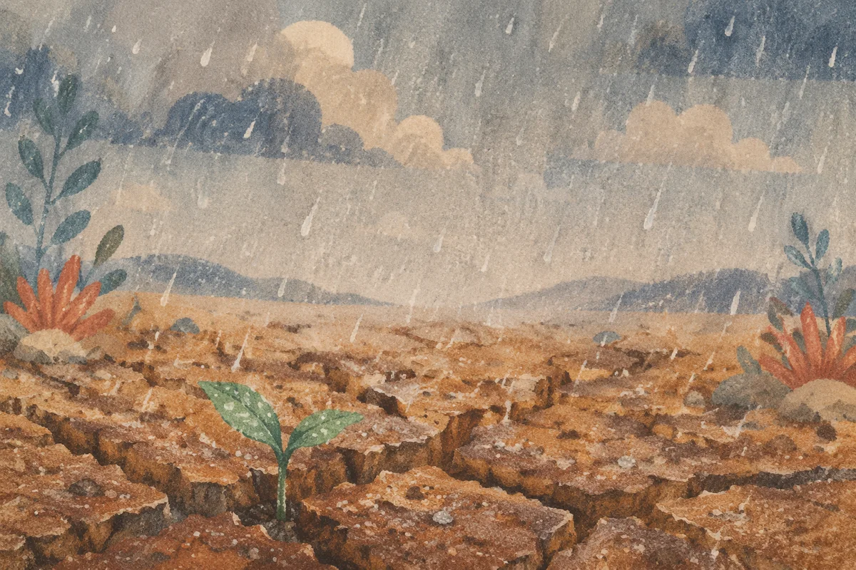 Grace Rain on Cracked Earth