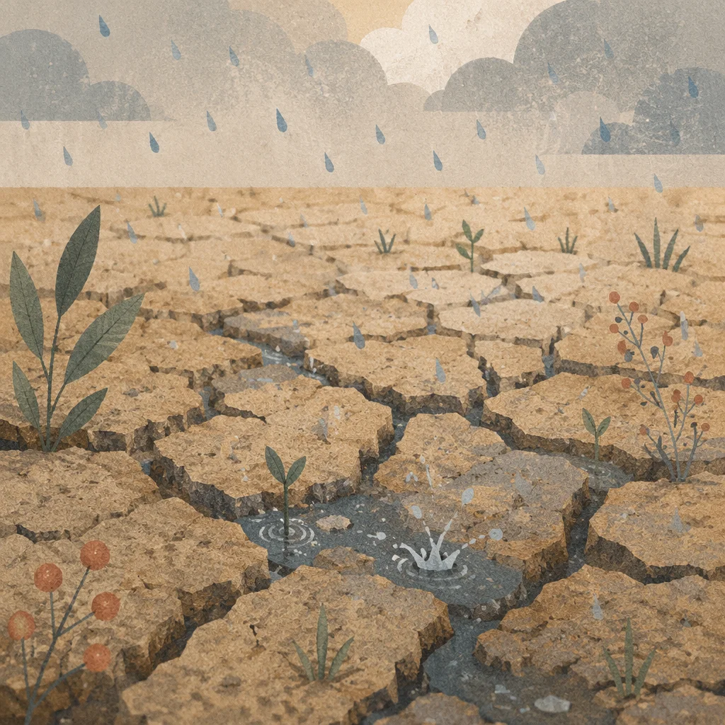 Grace Rain on Cracked Dry Earth