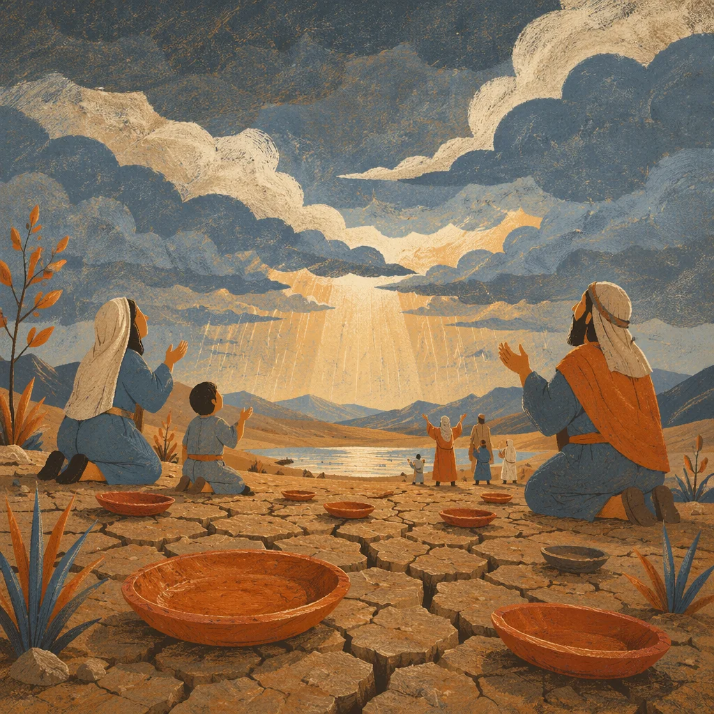Grace Rain Over Cracked Desert Earth
