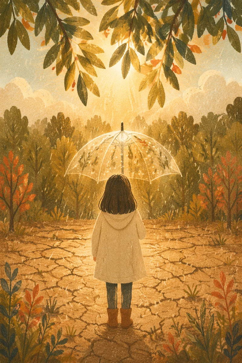 Grace Rain Over Dry Cracked Earth