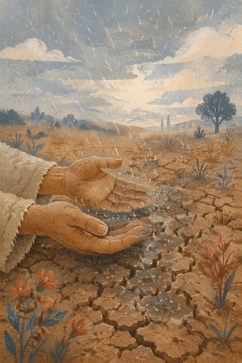 Grace Rain on Dry Cracked Earth