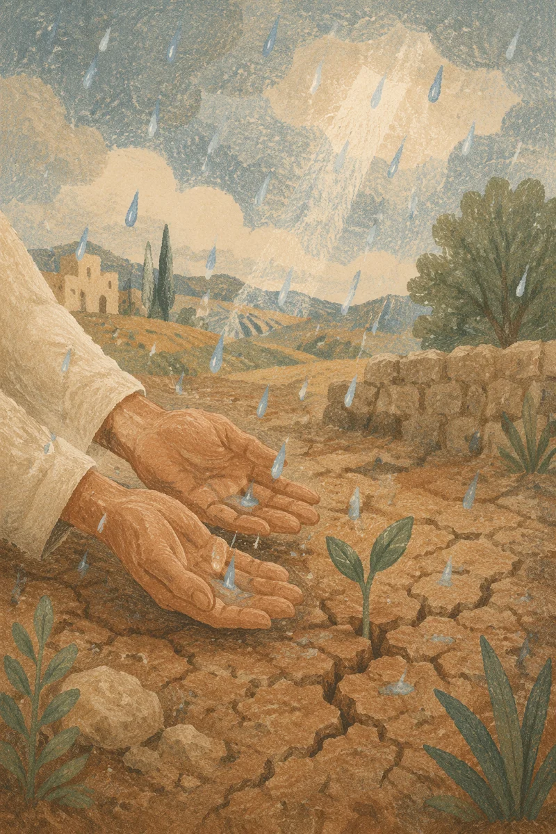 Grace Rain Over Cracked Dry Earth