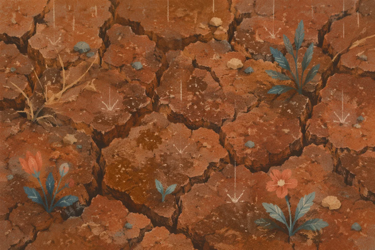 Grace Rain on Cracked Dry Earth