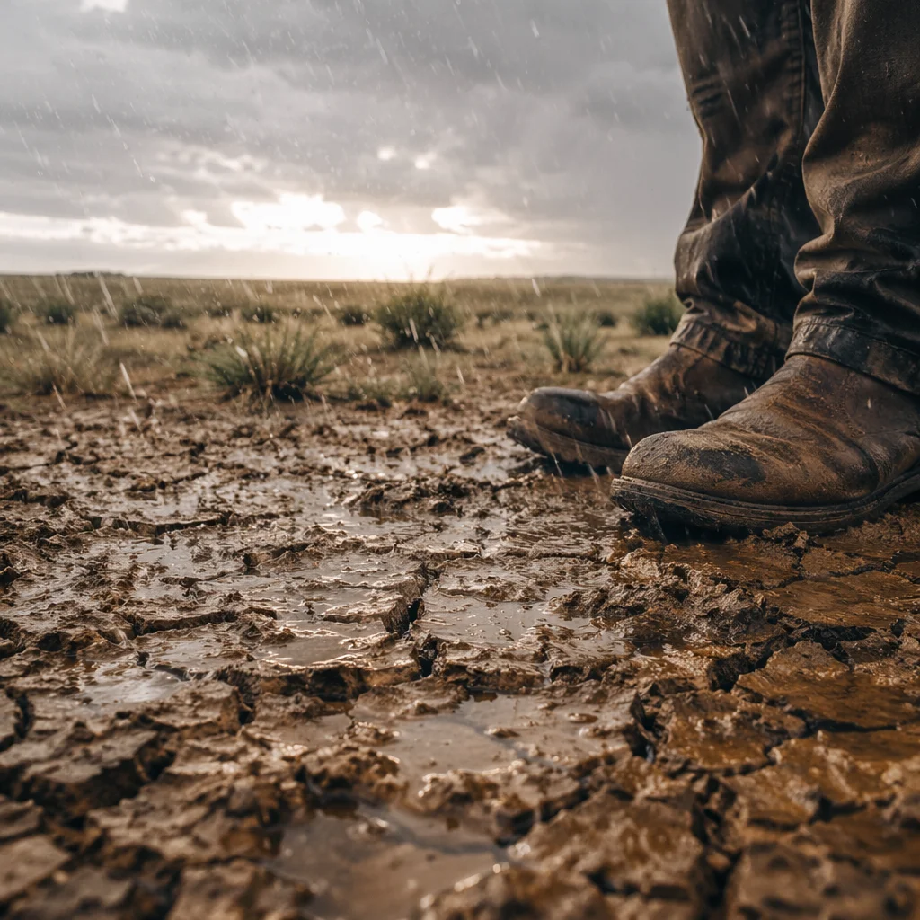 Grace Rain on Cracked Dry Earth