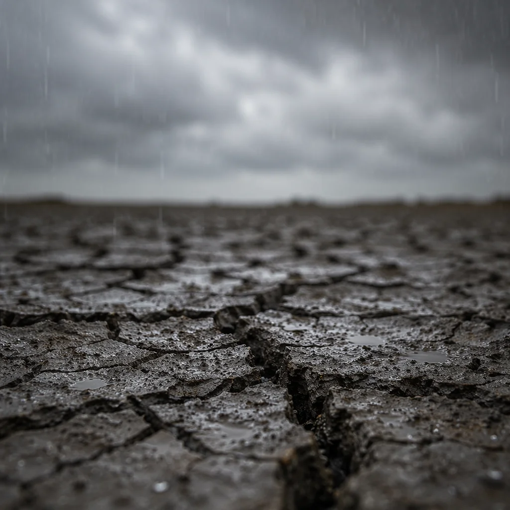 Grace Rain on Cracked Dry Earth
