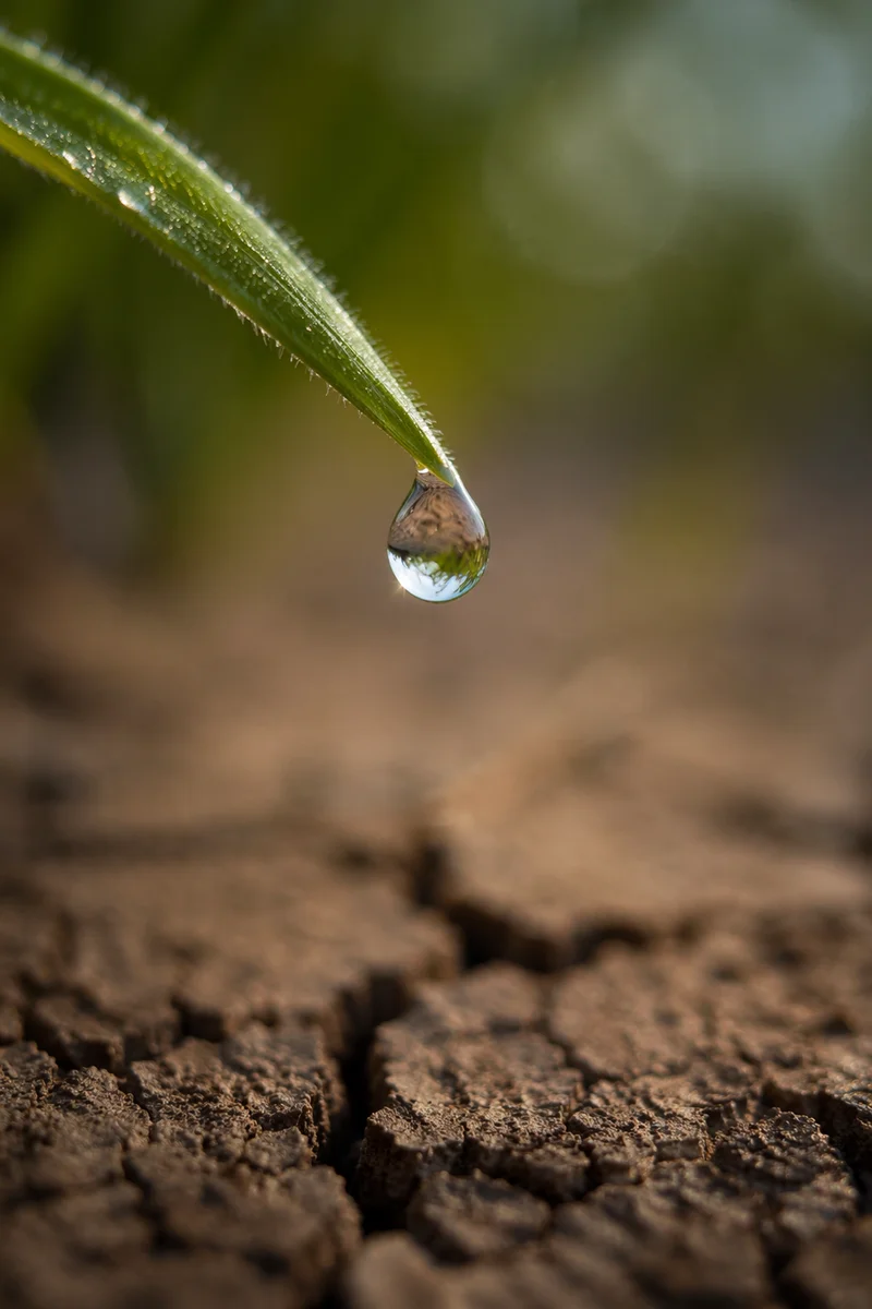 Grace Raindrop Above Dry Cracked Earth