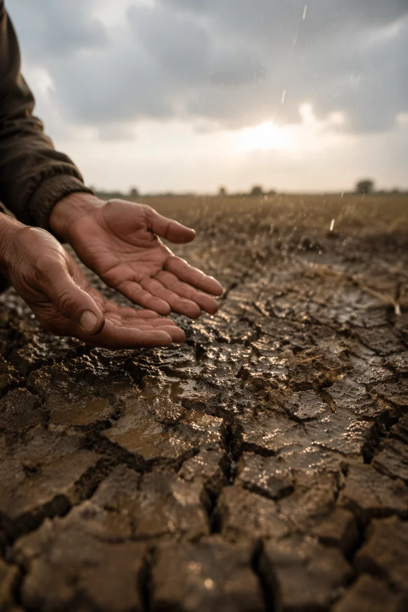 Gentle Grace Rain on Parched Earth