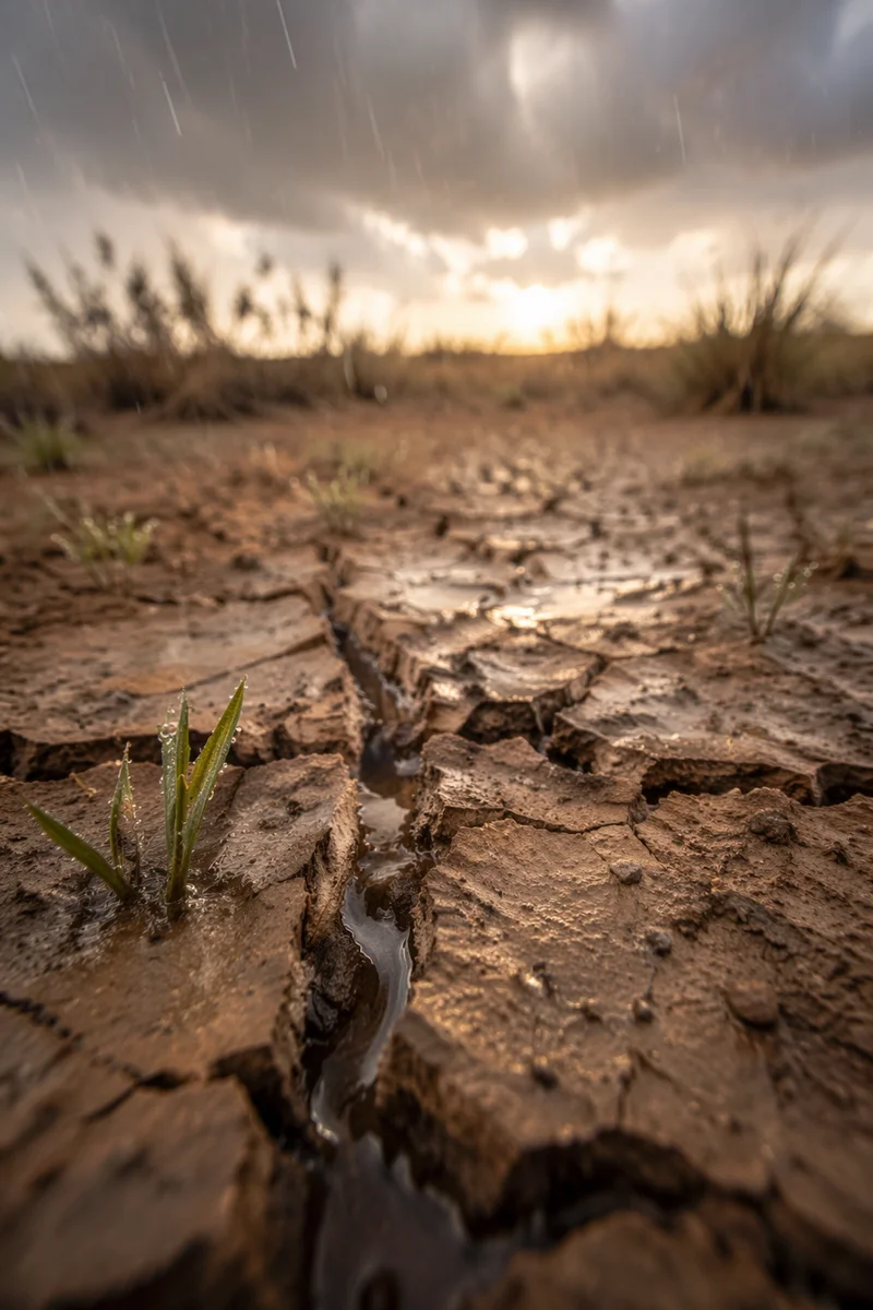 Grace Rain on Cracked Dry Earth
