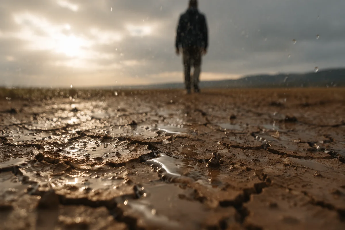 Gentle Grace Rain on Parched Earth