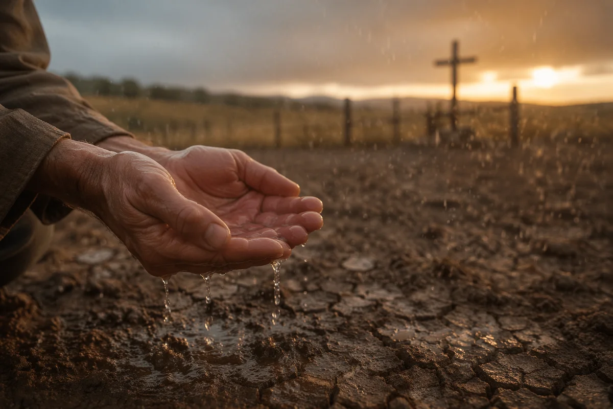 Grace Rain on Cracked Dry Earth