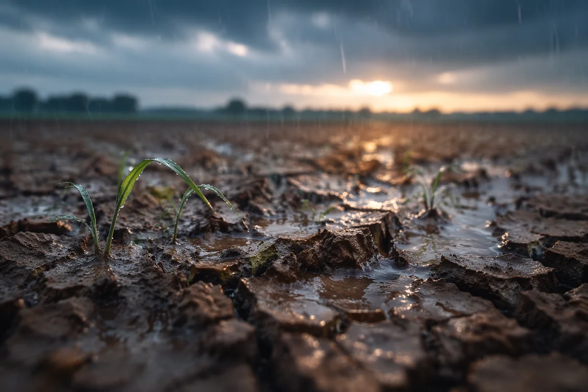 Graceful Rain on Cracked Dry Earth